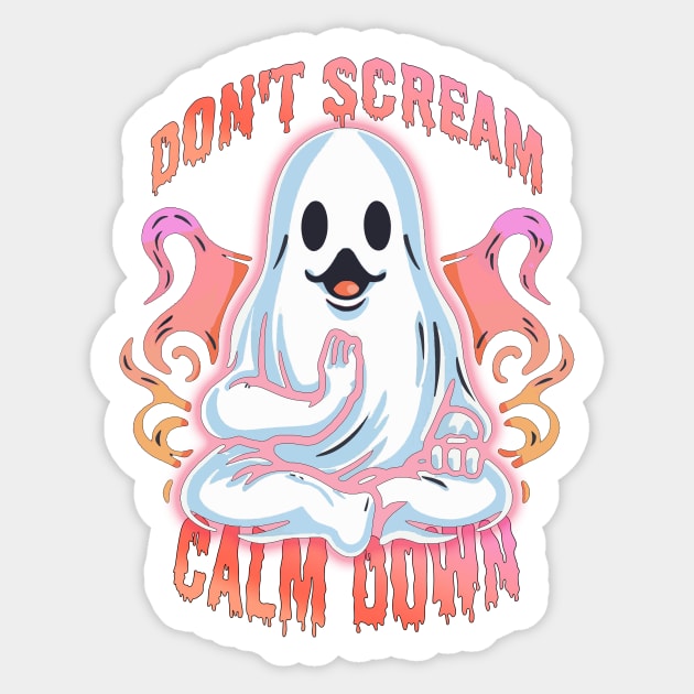 Funny Yoga Ghost: Keep Calm and Boo-gie On Sticker by ArtMichalS